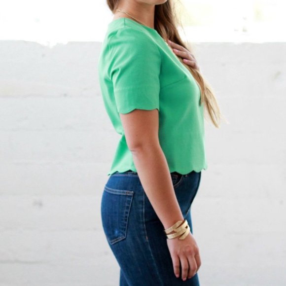 Mint Green Easter Scallop Crop Top - Picture 7 of 7